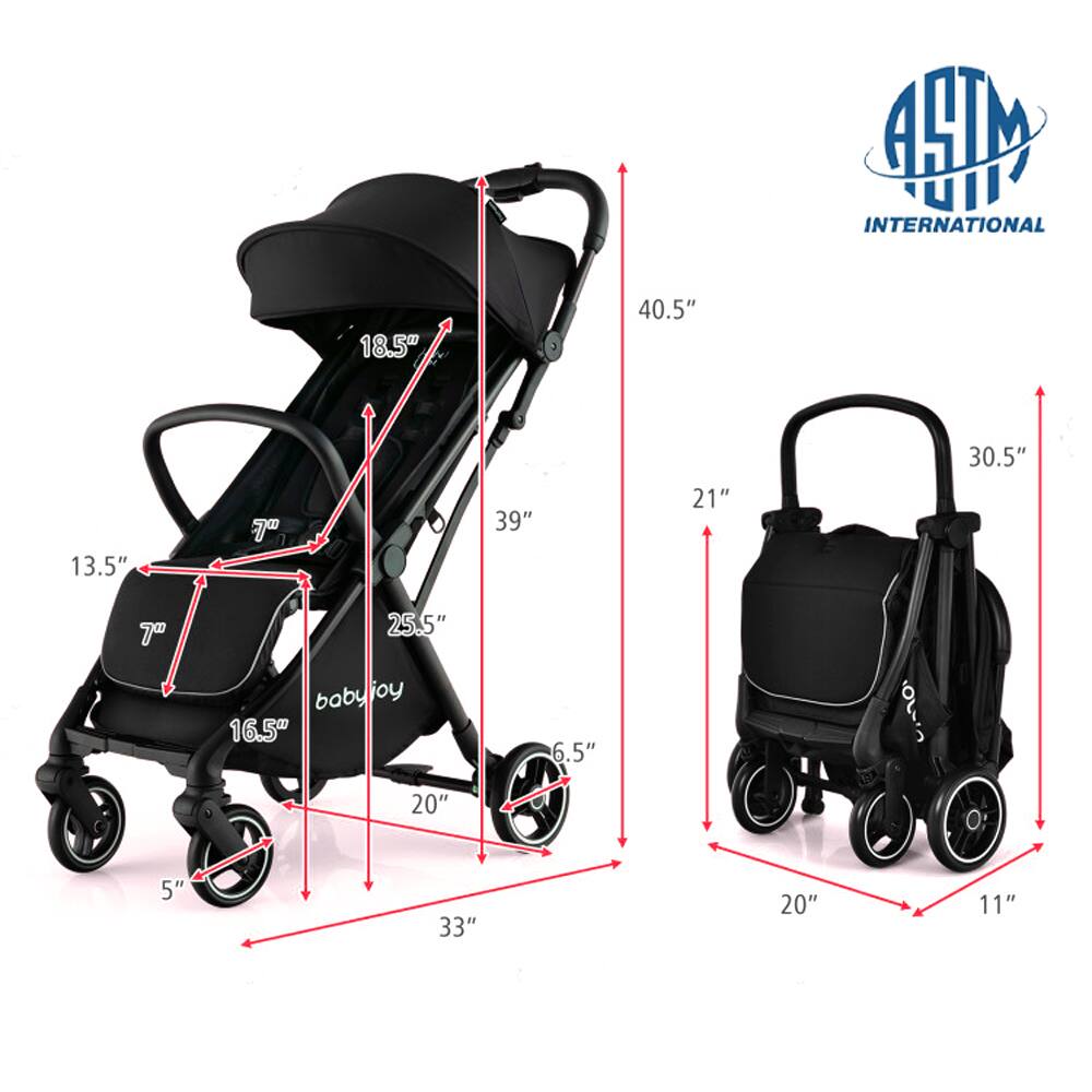 Sure, here is the corrected and grouped text from the image:

**Stroller Dimensions:**
- Height: 40.5"
- Width: 39"
- Depth: 33"
- Seat Height: 18.5"
- Seat Width: 16.5"
- Seat Depth: 13.5"
- Handle Height: 40.5"
- Wheel Diameter: 5"
- Rear Wheel Diameter: 6.5"
- Front Wheel Diameter: 5"
- Rear Wheel Width: 20"
- Front Wheel Width: 20"
- Rear Wheel Base: 25.5"
- Front Wheel Base: 25.5"
- Handlebar Height: 40.5"
- Handlebar Width: 30.5"
- Handlebar Depth: 21"
- Rear Wheel Base: 30.5"
- Front Wheel Base: 30.5"
- Rear Wheel Width: 20"
- Front Wheel Width: 20"
- Rear Wheel Diameter: 6.5"
- Front Wheel Diameter: 5"
- Rear Wheel Base: 30.5"
- Front Wheel Base: 30.