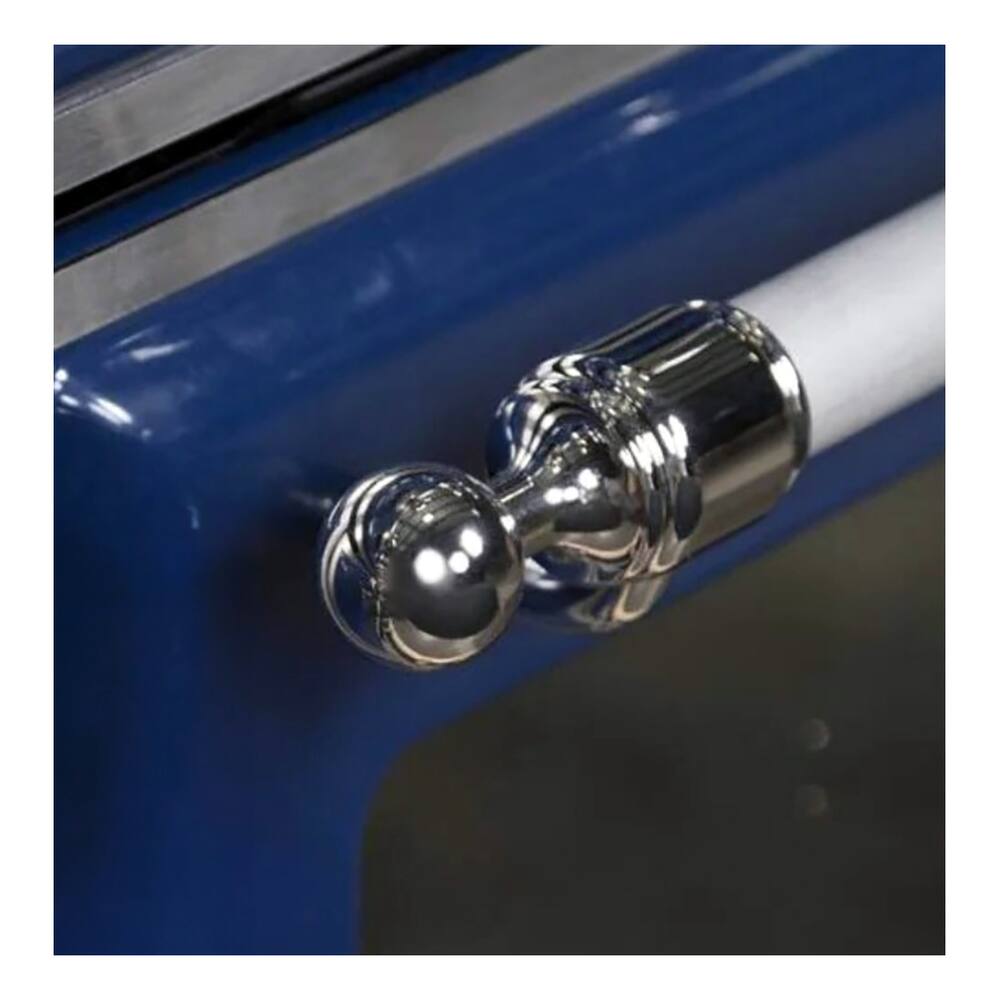 Alt View 4. ILVE - ILVE Majestic II Series  36 in. Dual Fuel Range with 6 Sealed Burners + Griddle (Natural Gas, Chrome Trim) - Midnight Blue.