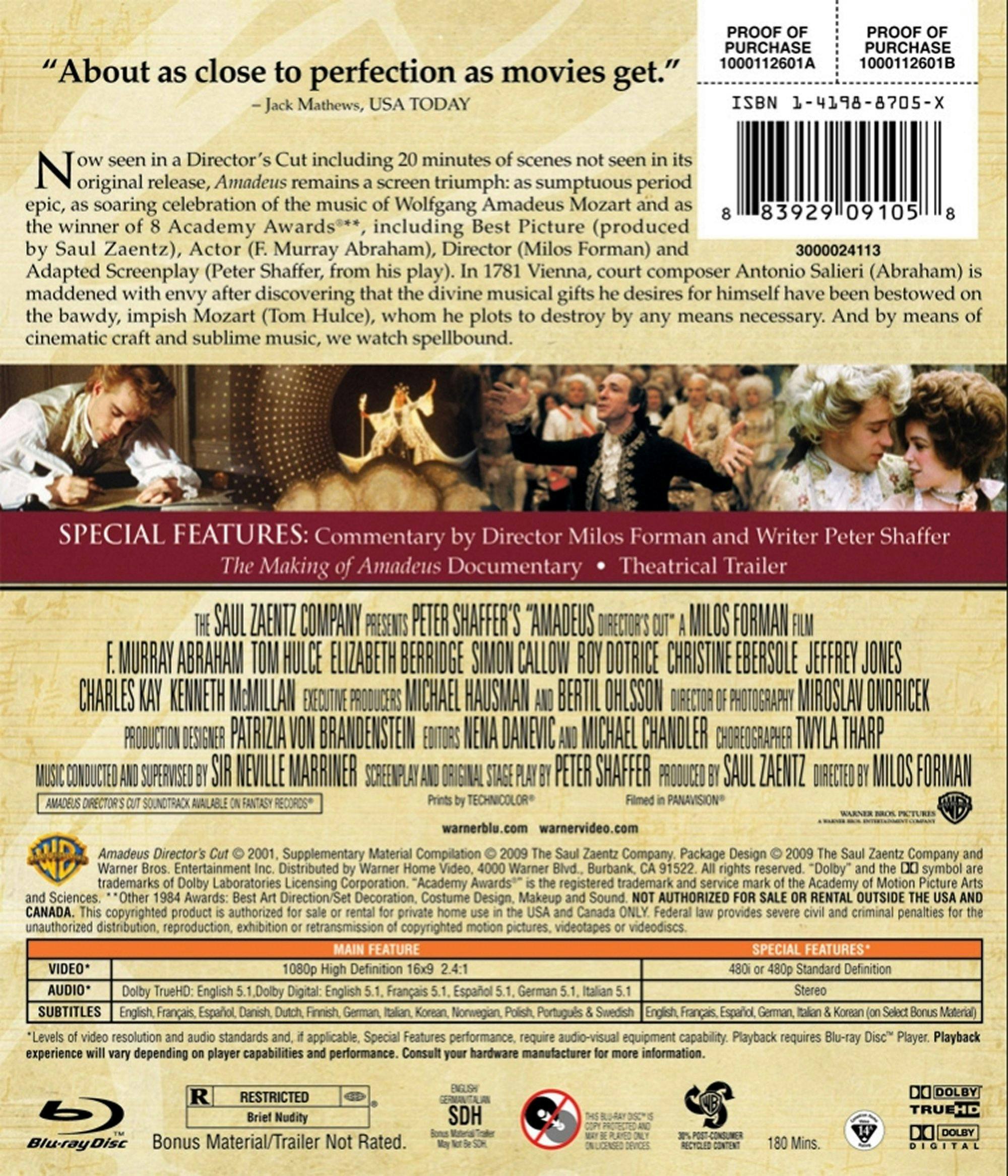 Angle. Amadeus: Director's Cut (Blu-ray New Packaging) [Blu-ray].