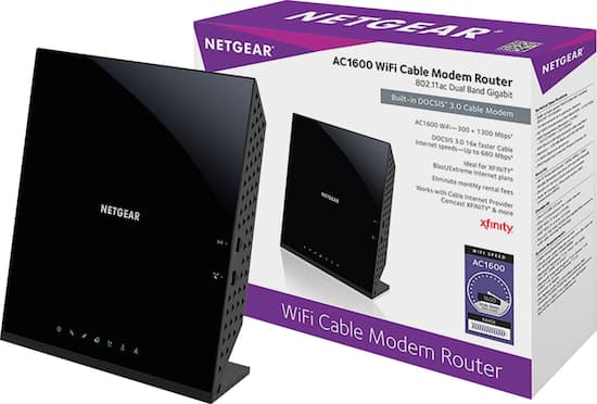 Netgear Dual Band Ac1600 Router With 16 X 4 Docsis 3 0 Cable Modem Black C6250 100nas Best Buy