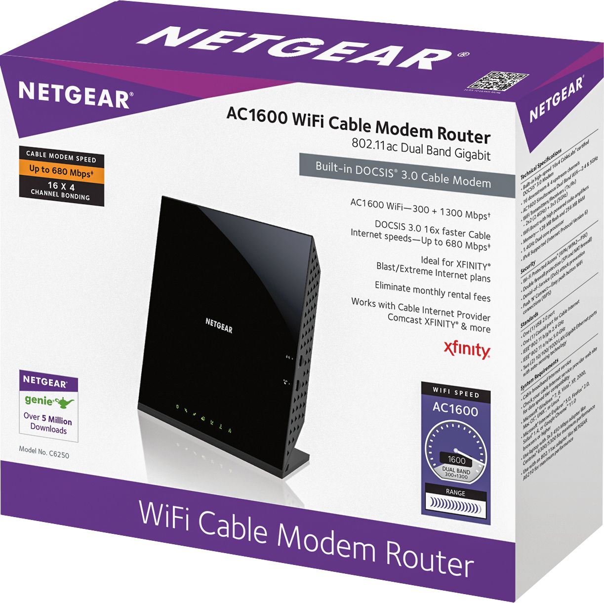 Netgear C6250 Dual-Band Wireless-AC1600 Nighthawk C6250-100NAS