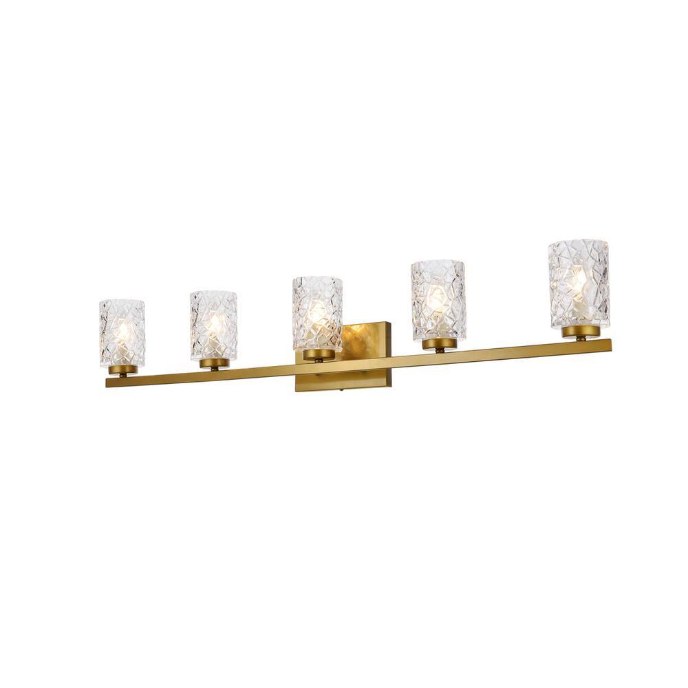 Alt View 1. Living District - Cassie 5 lights bath sconce in brass with clear shade - Brass And Clear Shade.