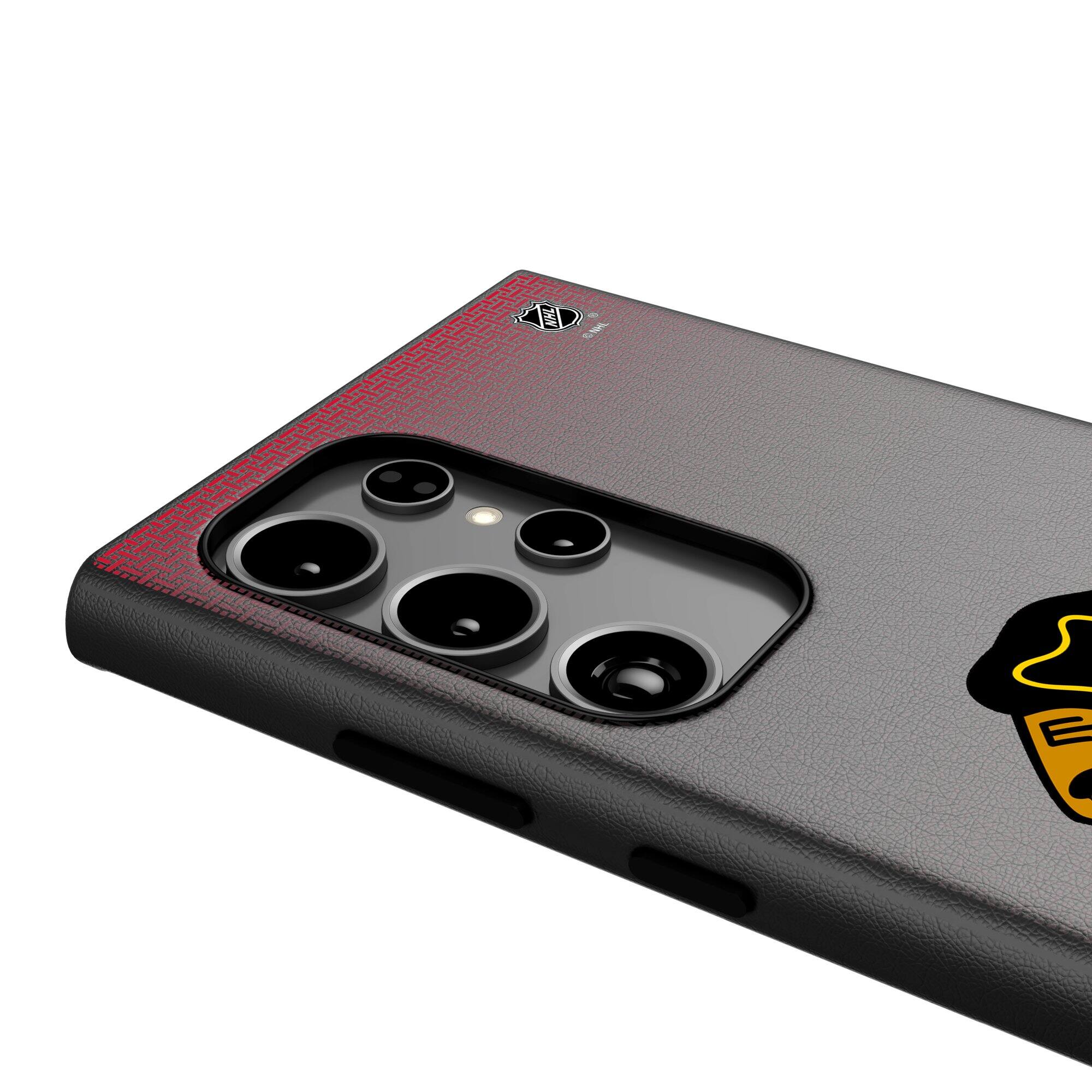 Alt View 3. Keyscaper - Chicago Blackhawks Linen Galaxy Magnetic Bump Case - S25 Ultra - Black.