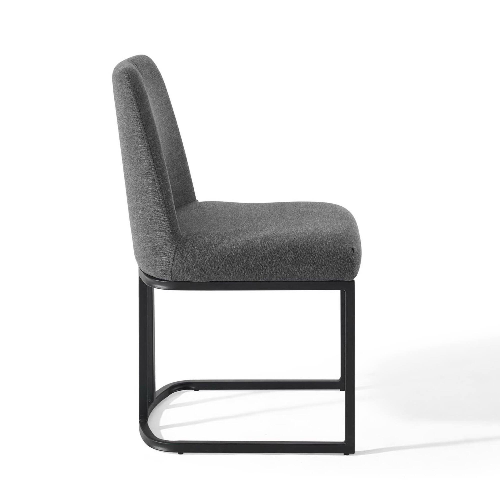 Alt View 4. Modway - Amplify Sled Base Upholstered Fabric Dining Side Chair by Modway - Black Charcoal.