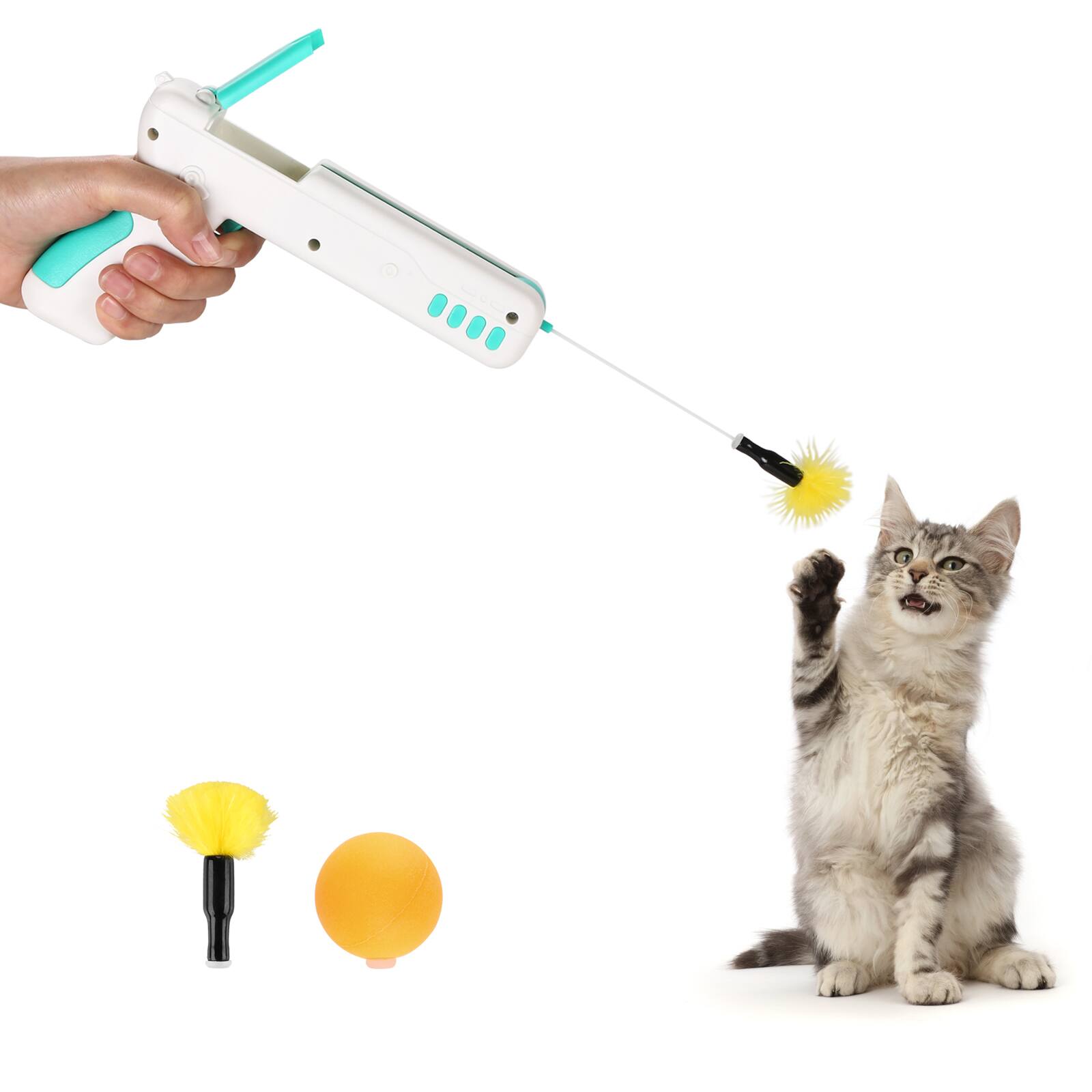 Alt View 8. Ownpets - Interactive Cat Toy Gun Cat Stick Toy with Ball & Feather - Blue.