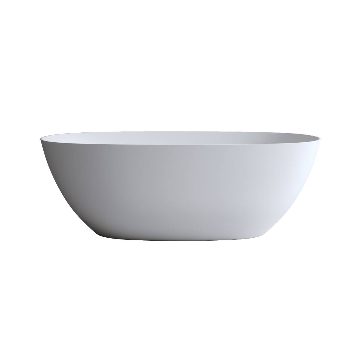 Alt View 3. Loheer - Loheer 69 in Freestanding Solid Surface Soaking Bathtub, Matte White Stone Resin Tub with Overflow Drain - Matte White.