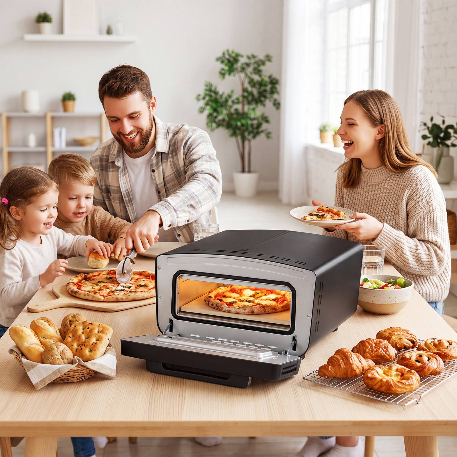 Alt View 3. Costway - Costway Indoor Electric Pizza Oven for 12" Pizzas with 8 Presets, Heats up to 850℉ for Home - Black.