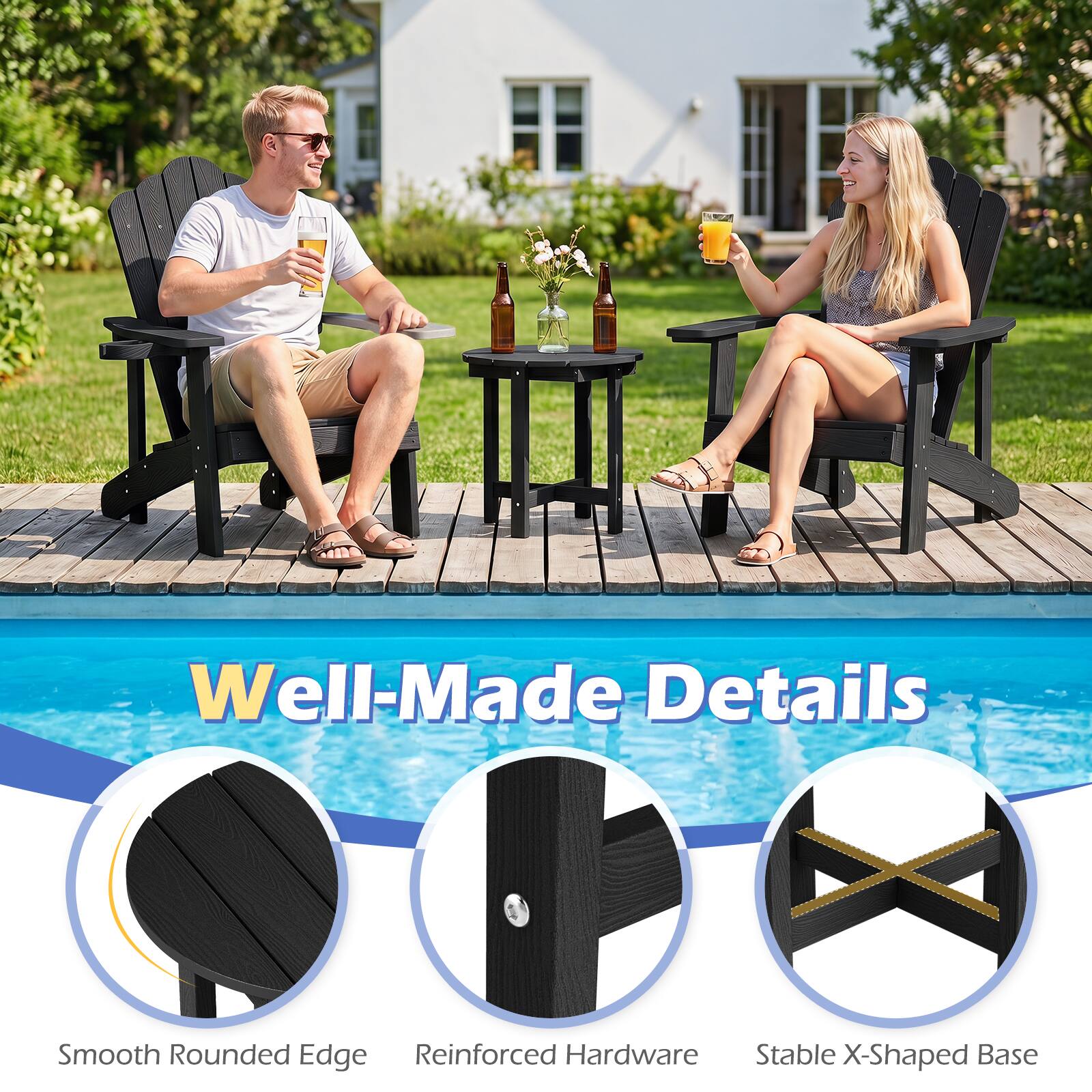 Well-Made Details  
Smooth Rounded Edge  
Reinforced Hardware  
Stable X-Shaped Base
