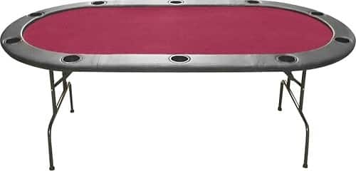 Front Standard. Trademark - Full-Size Texas Hold 'Em Felt Poker Table - Burgundy.