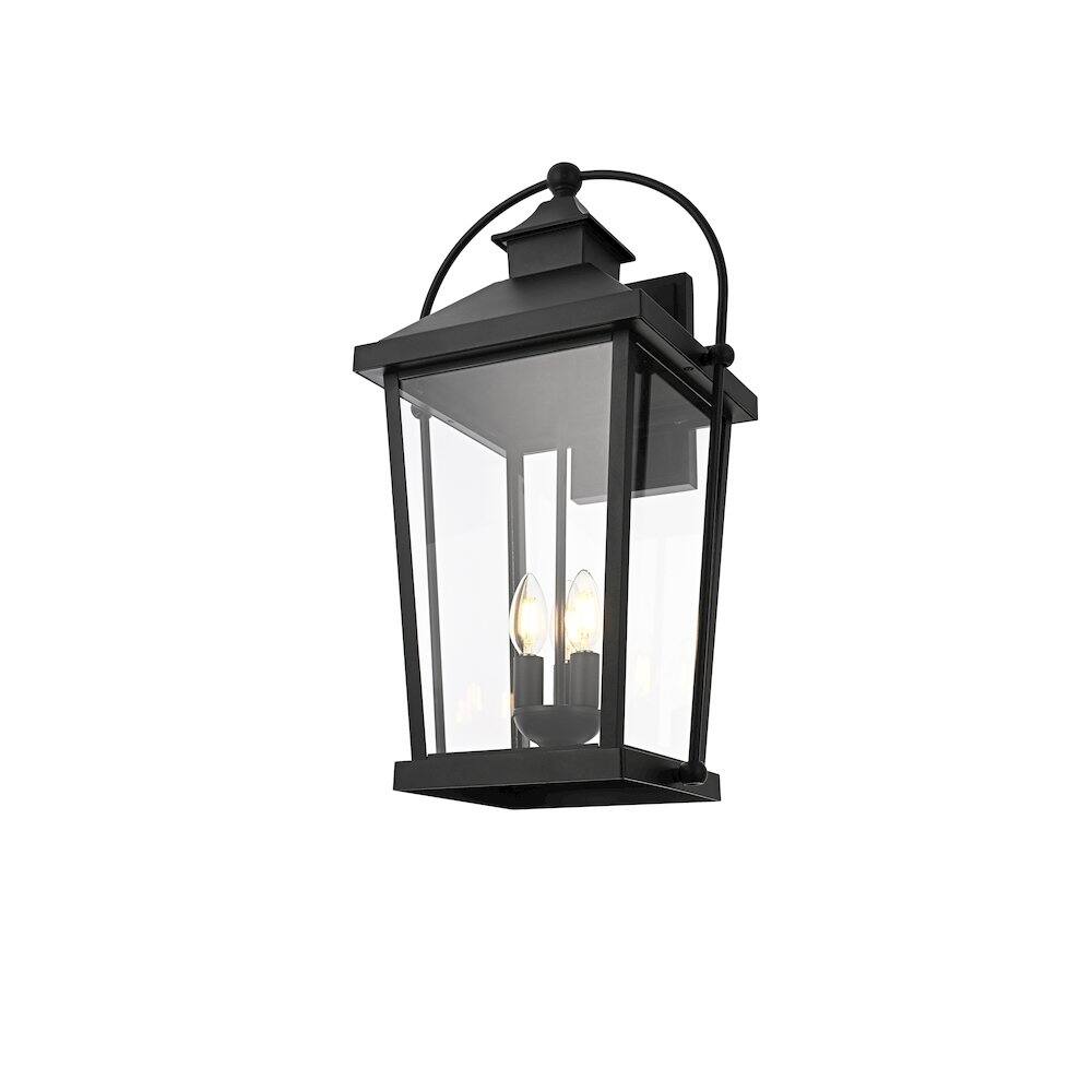Left. Elegant Lighting - Luz 24 inch Outdoor Wall sconce in Black - Black And Clear.