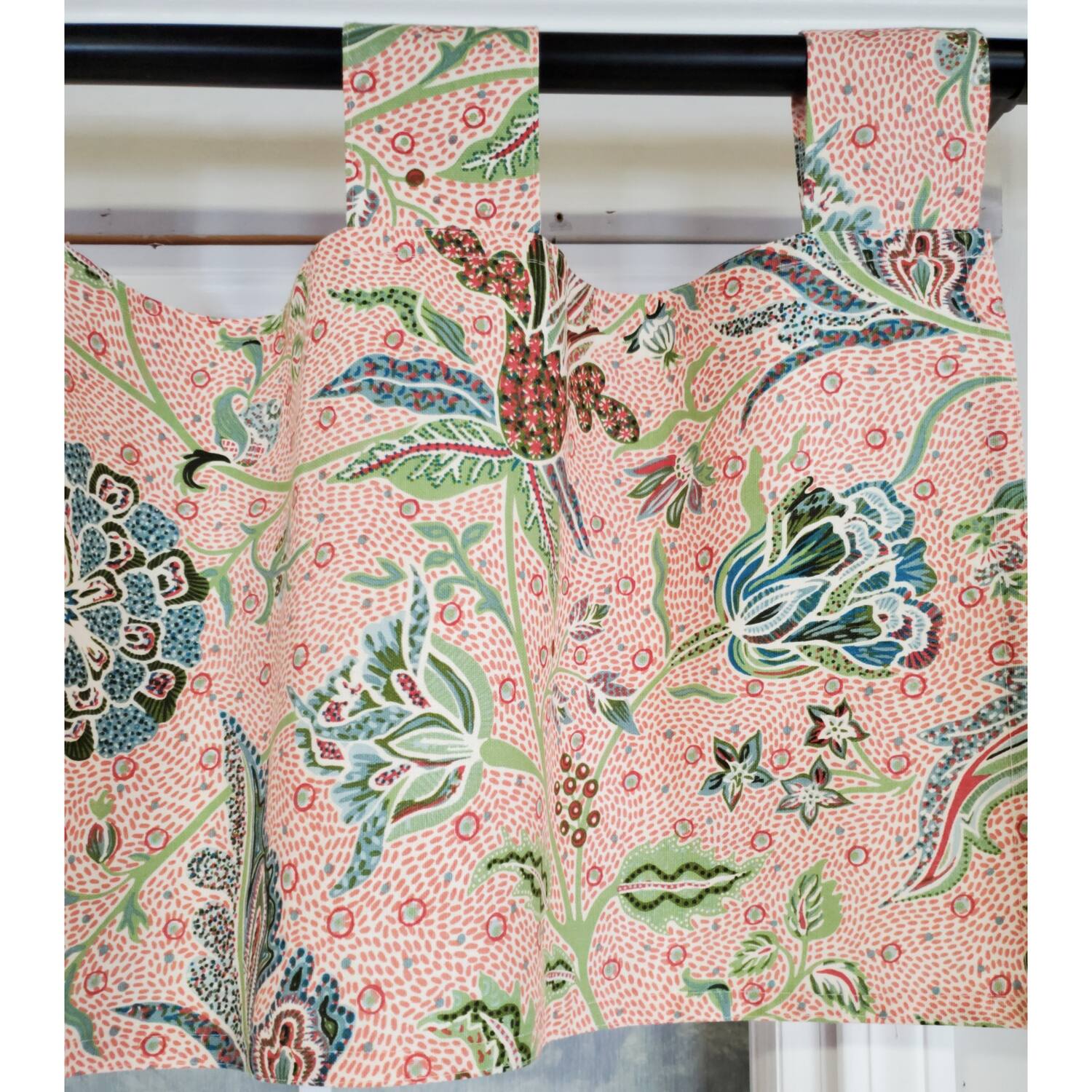Left. RLF Home - RLF Home 4" Top Tab High Quality Fabric Every Tab Valance for Windows 50" x 16" Rose - Rose.