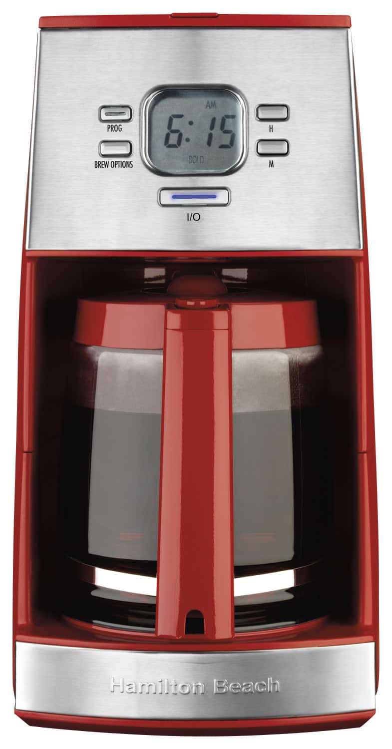 Angle. Hamilton Beach - Ensemble 12-Cup Coffee Maker - Red/Stainless-Steel.