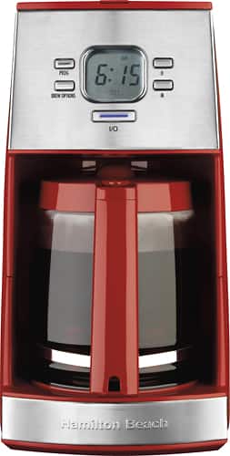 Front. Hamilton Beach - Ensemble 12-Cup Coffee Maker - Red/Stainless-Steel.