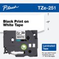 Front Zoom. Brother - P-touch TZe251 Laminated Label Tape - Black on White.