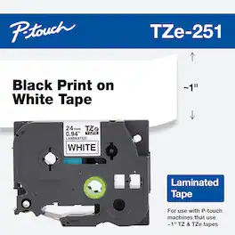 Brother - P-touch TZe251 Laminated Label Tape - Black on White