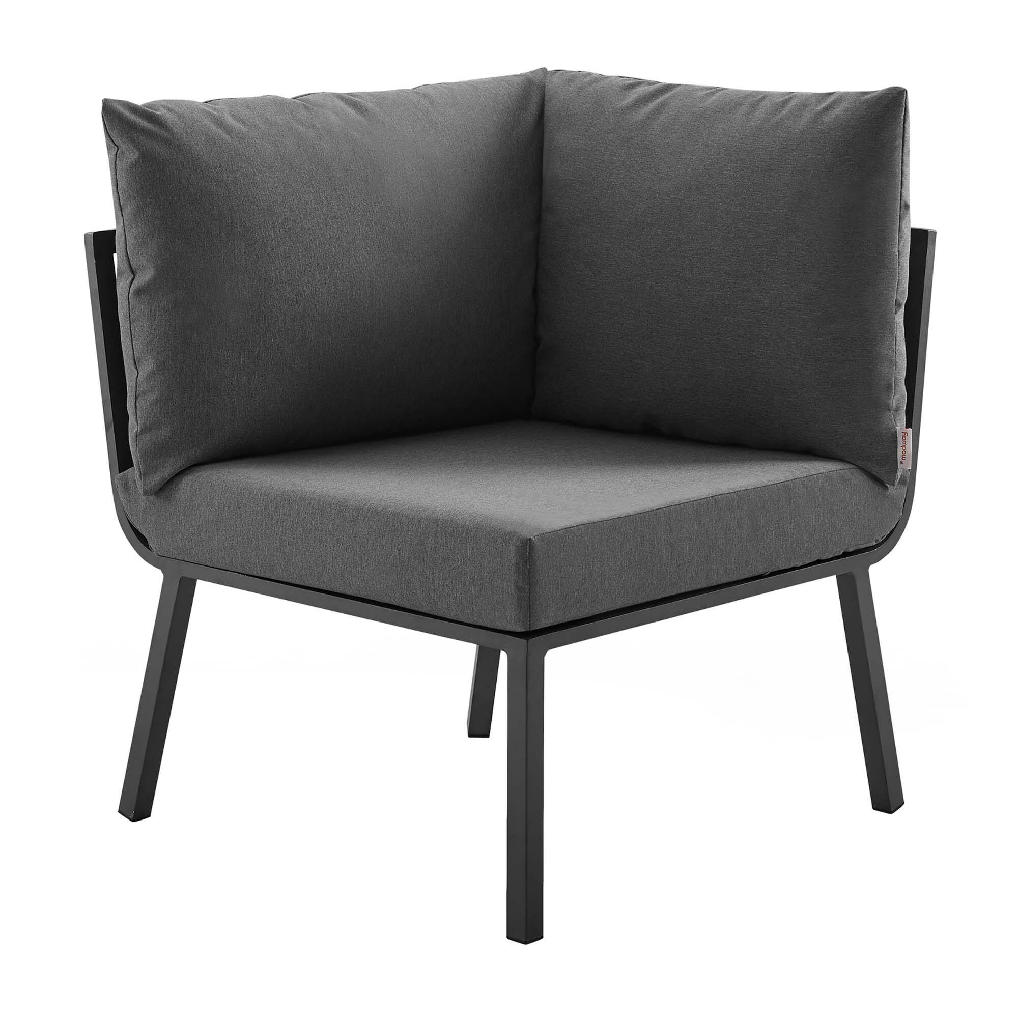 Back. Modway - Riverside Outdoor Patio Aluminum Corner Chair by Modway - Gray Charcoal.