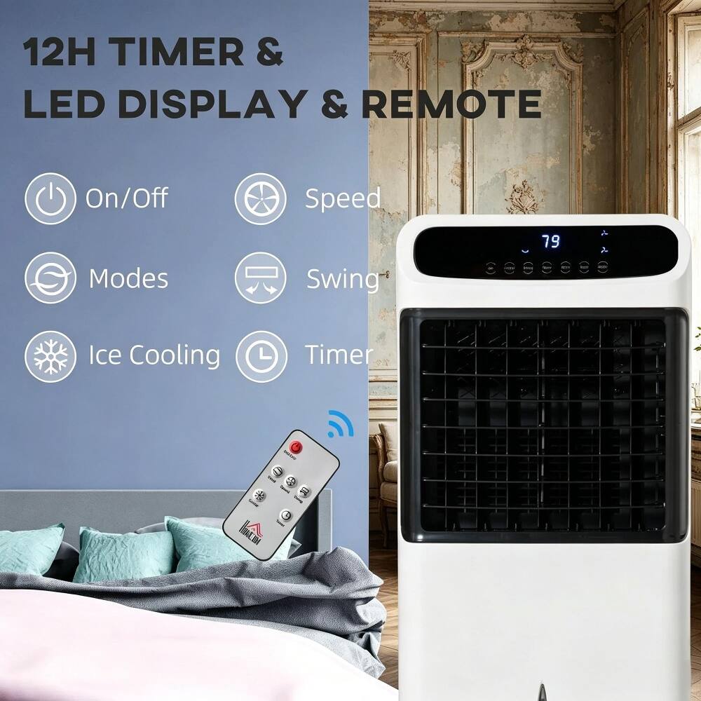 12H TIMER & LED DISPLAY & REMOTE

On/Off
Speed
Modes
Swing
Ice Cooling
Timer