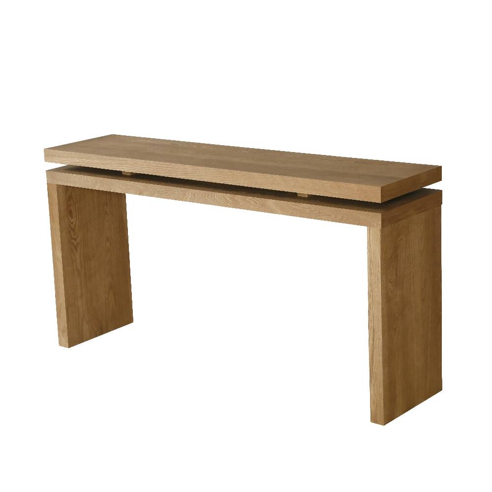 Alt View 6. Loheer - Loheer 60 inch farmhouse console table with double board suspension design and solid wood frame - Antique Brown.