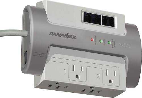 Front. Panamax - 4-Outlet Surge Protector - Gray.