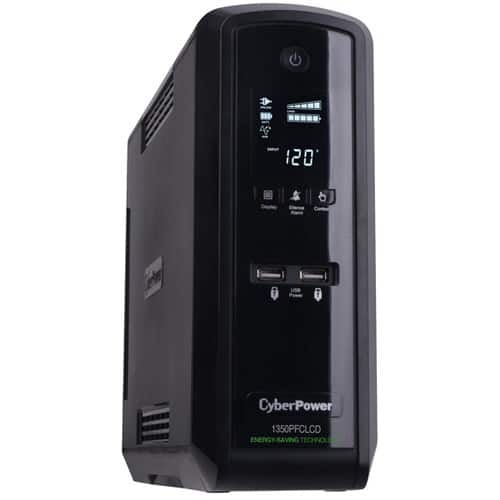 Front. CyberPower - PFC Sinewave CP1350PFCLCD 1350VA Mini-Tower UPS - Black.