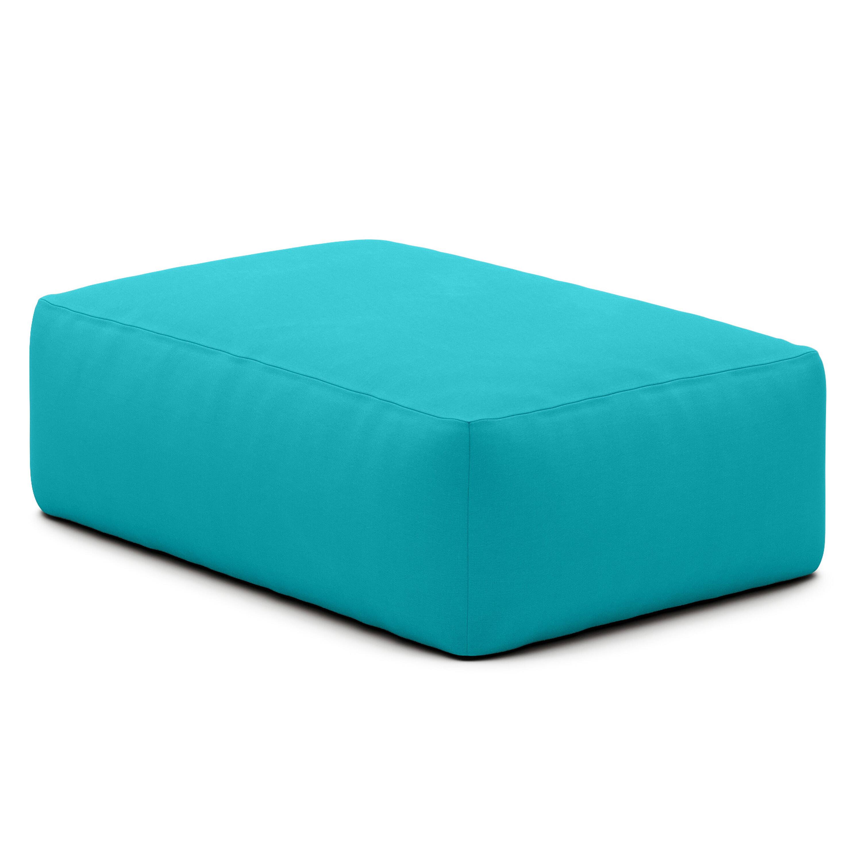 Left. Jaxx - Jaxx Tybee Large Outdoor Ottoman (Ottoman Only) - Sunbrella - Sunbrella Cancun Blue - Cancun Blue.