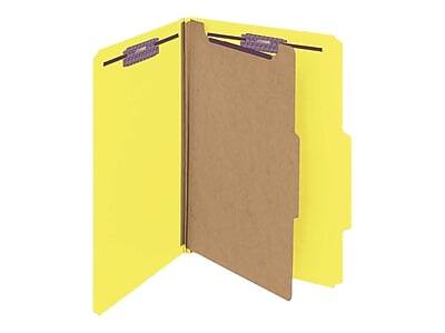 Alt View 3. Smead - 60% Recycled Pressboard Classification Folders, 2" Expansion, Legal Size, 1 Divider, Yellow, 10/Box - Yellow.