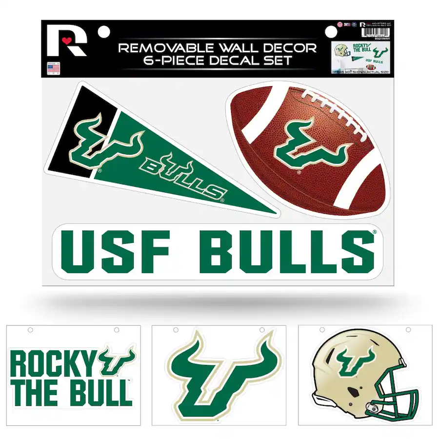 Rico Industries South Florida Bulls Set of 6 Removable Wall Decal ...