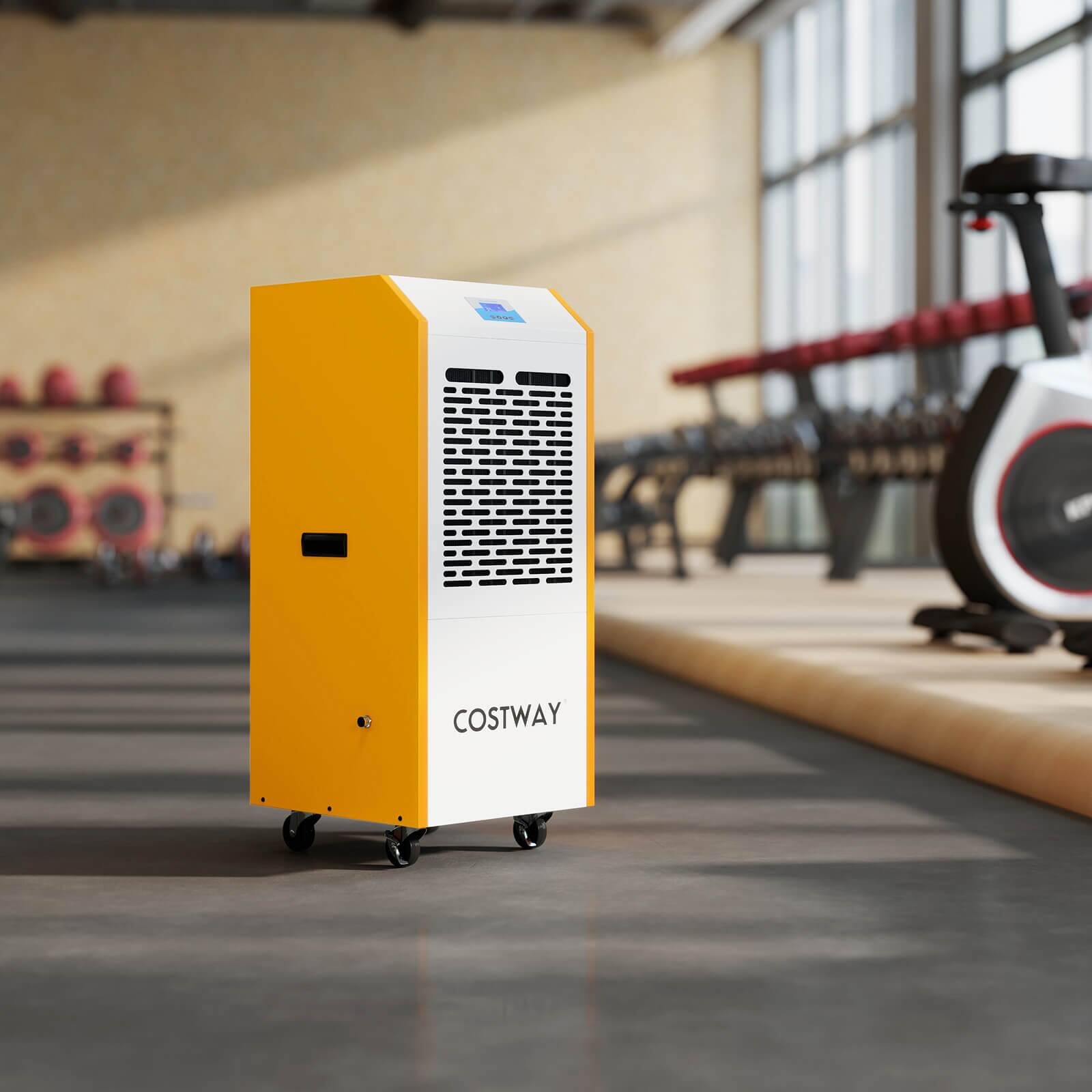 Alt View 1. Costway - Costway 290-Pint Dehumidifier with Pump 24H Timer & Wheels Yellow + White 9000 Sq. ft Coverage Area - Yellow,White.
