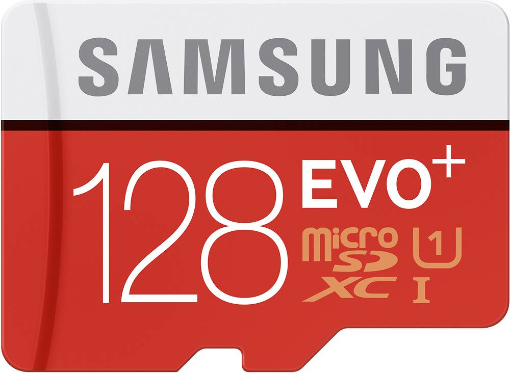 Front. Samsung - EVO+ 128GB microSDXC UHS-I Memory Card - Red/White.
