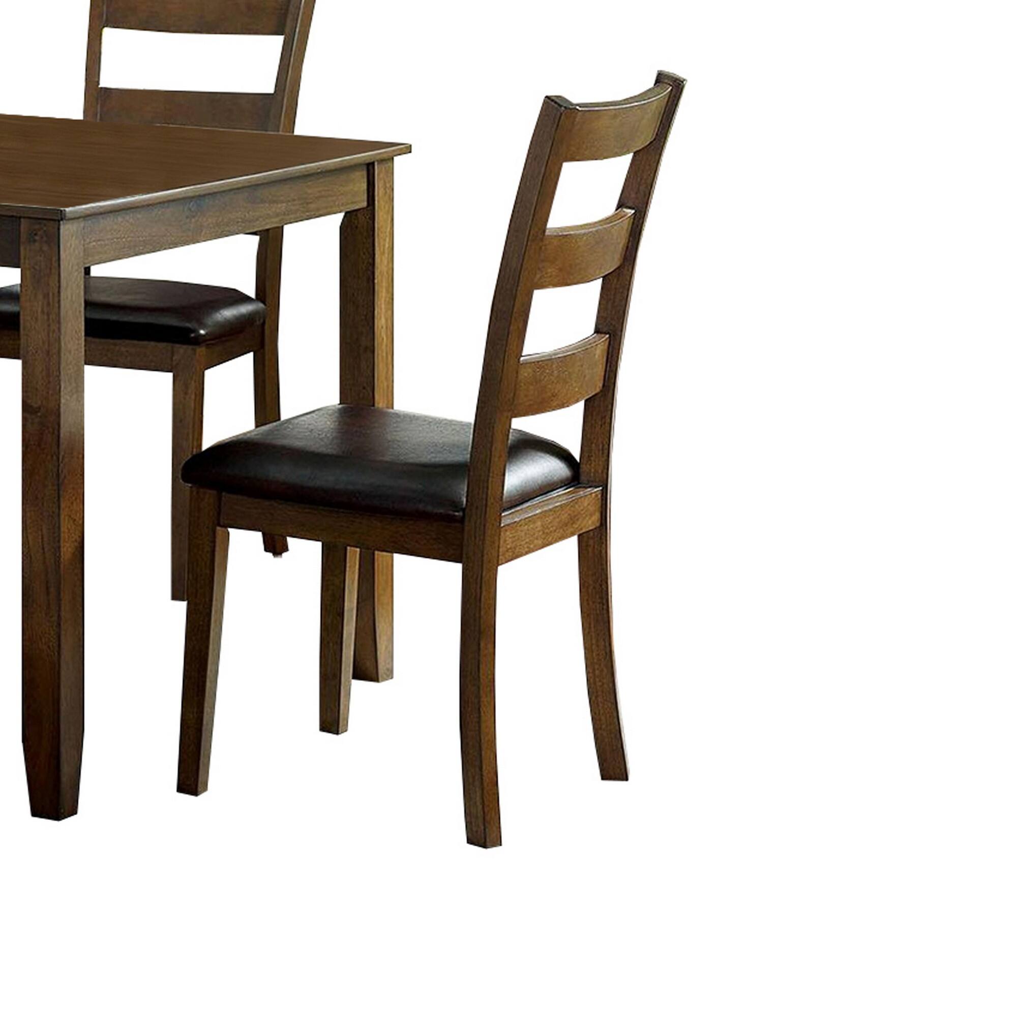 Alt View 3. Manhattan Lane - 5 Piece Dining Table Set with Leatherette Seating, Brown - Brown.