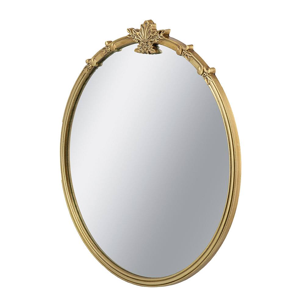 Alt View 1. BreeBe - 30x31' Round Wall Mirror With Gold Finish And Decorative Leaf Crest - Gold.