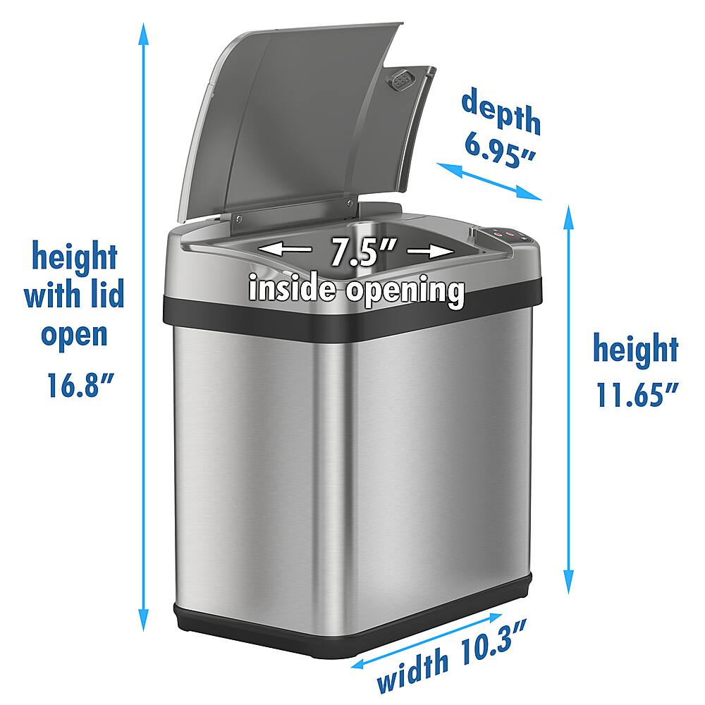 Alt View 14. iTouchless - 2.5 Gallon Touchless Sensor Trash Can with AbsorbX Odor Control and Fragrance, Stainless Steel Bathroom Garbage Bin - Silver/Stainless Steel.