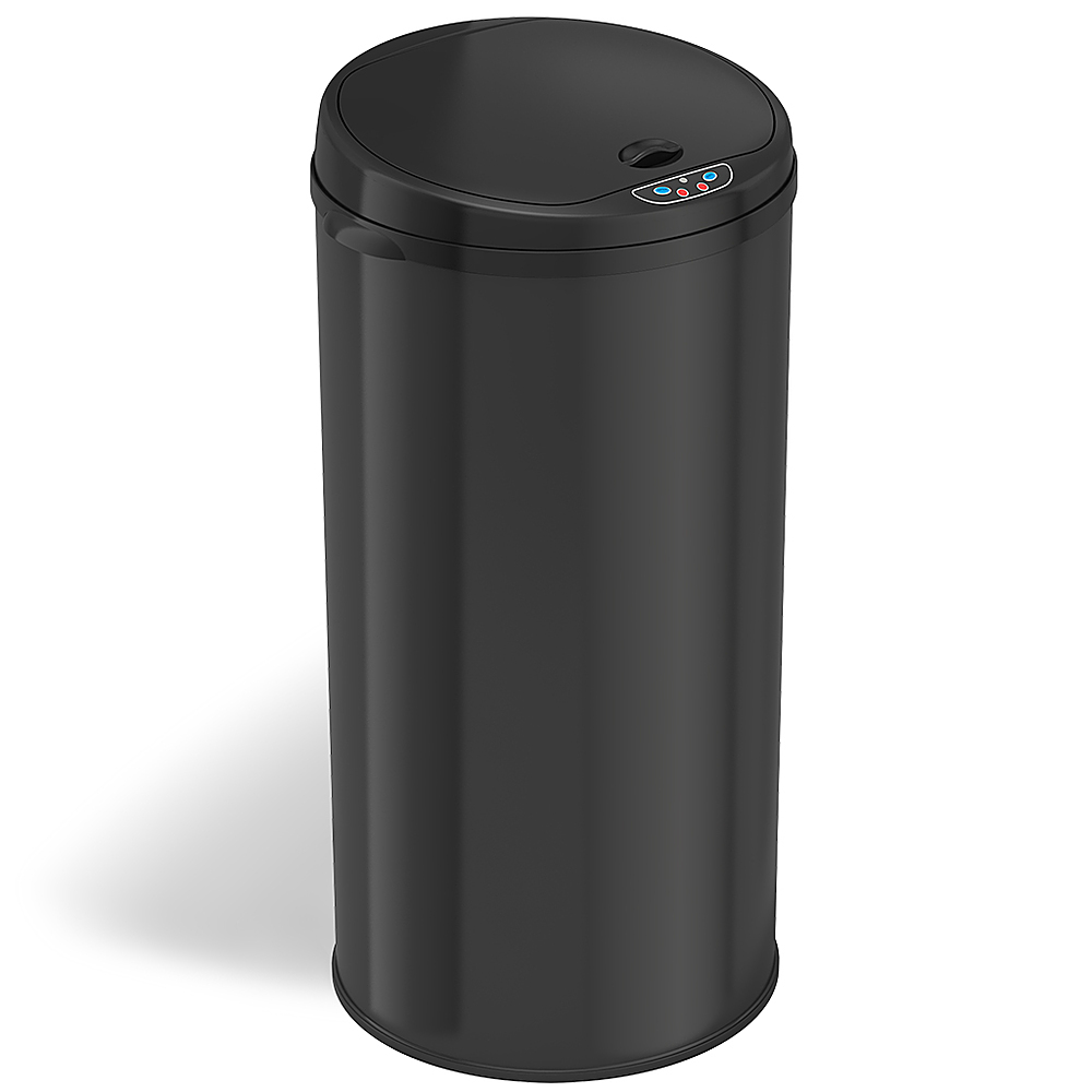 Angle View: iTouchless - 13-Gal. Round Deodorizer Sensor Trash Can - Matte Black