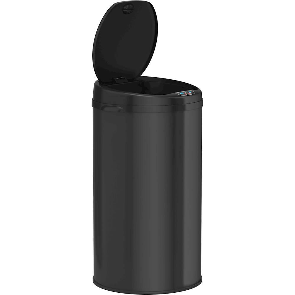 Alt View 11. iTouchless - 8 Gallon Touchless Sensor Trash Can with AbsorbX Odor Control System, Black Stainless Steel Round Shape Kitchen Bin - Matte Black.