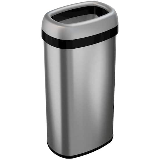 14.5 Gallon Trash Can Stainless Steel Semi-Round Kitchen Trash  Can,Silver,18.80 x 15.50 x 27.00 Inches - AliExpress