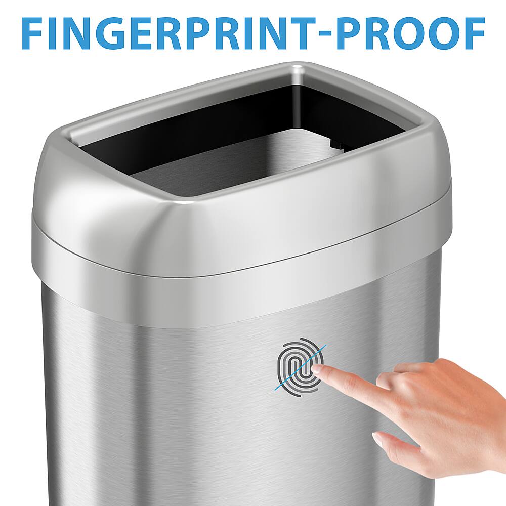 Alt View 13. iTouchless - 13 Gallon Elliptical Open Top Trash Can and Recycle Bin with Dual AbsorbX Odor Filters, Stainless Steel, Office Home - Stainless Steel/Silver.