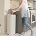 Alt View Zoom 11. iTouchless - 13 Gallon Touchless Sensor Trash Can with AbsorbX Odor Control System, White Stainless Steel Round Shape Kitchen Bin - Pearl White.