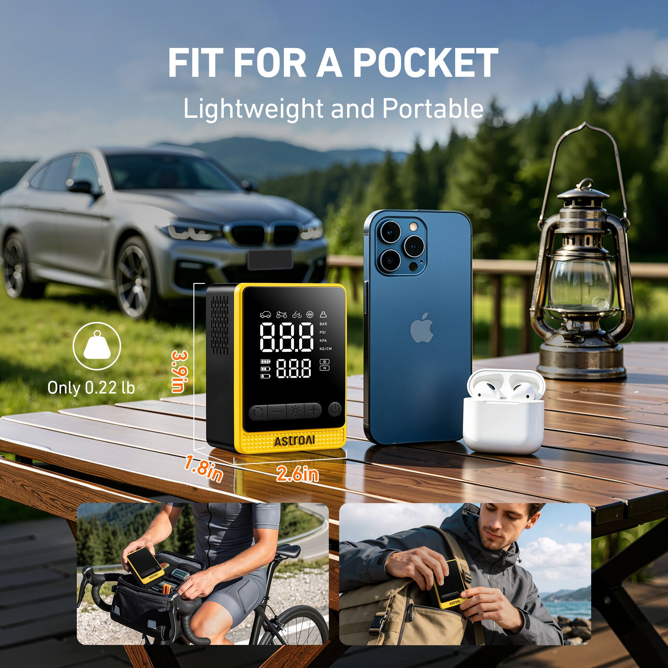 FIT FOR A POCKET  
Lightweight and Portable  
Only 0.22 lb  
3.9in - 1.8in - 2.6in