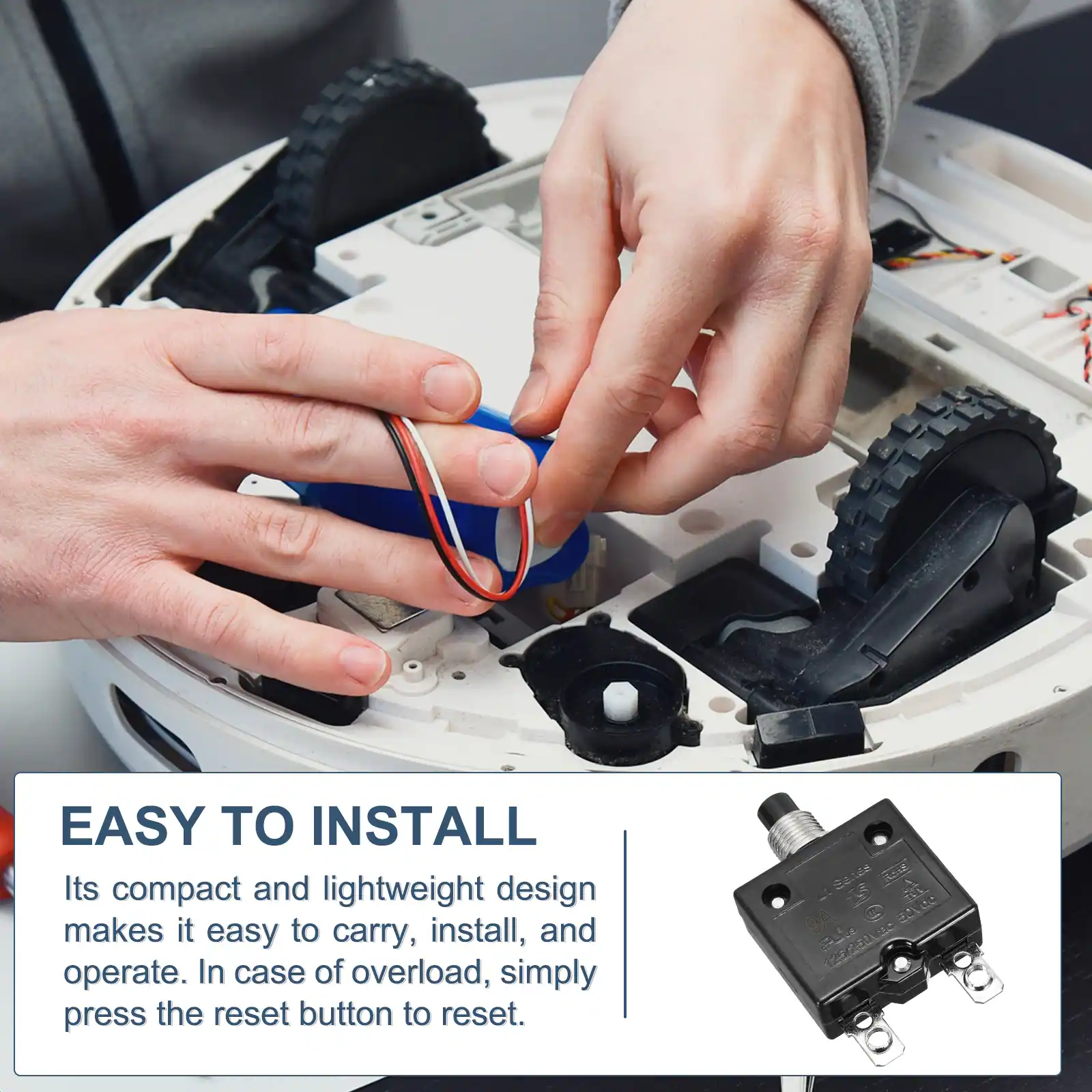 EASY TO INSTALL

Its compact and lightweight design makes it easy to carry, install, and operate. In case of overload, simply press the reset button to reset.