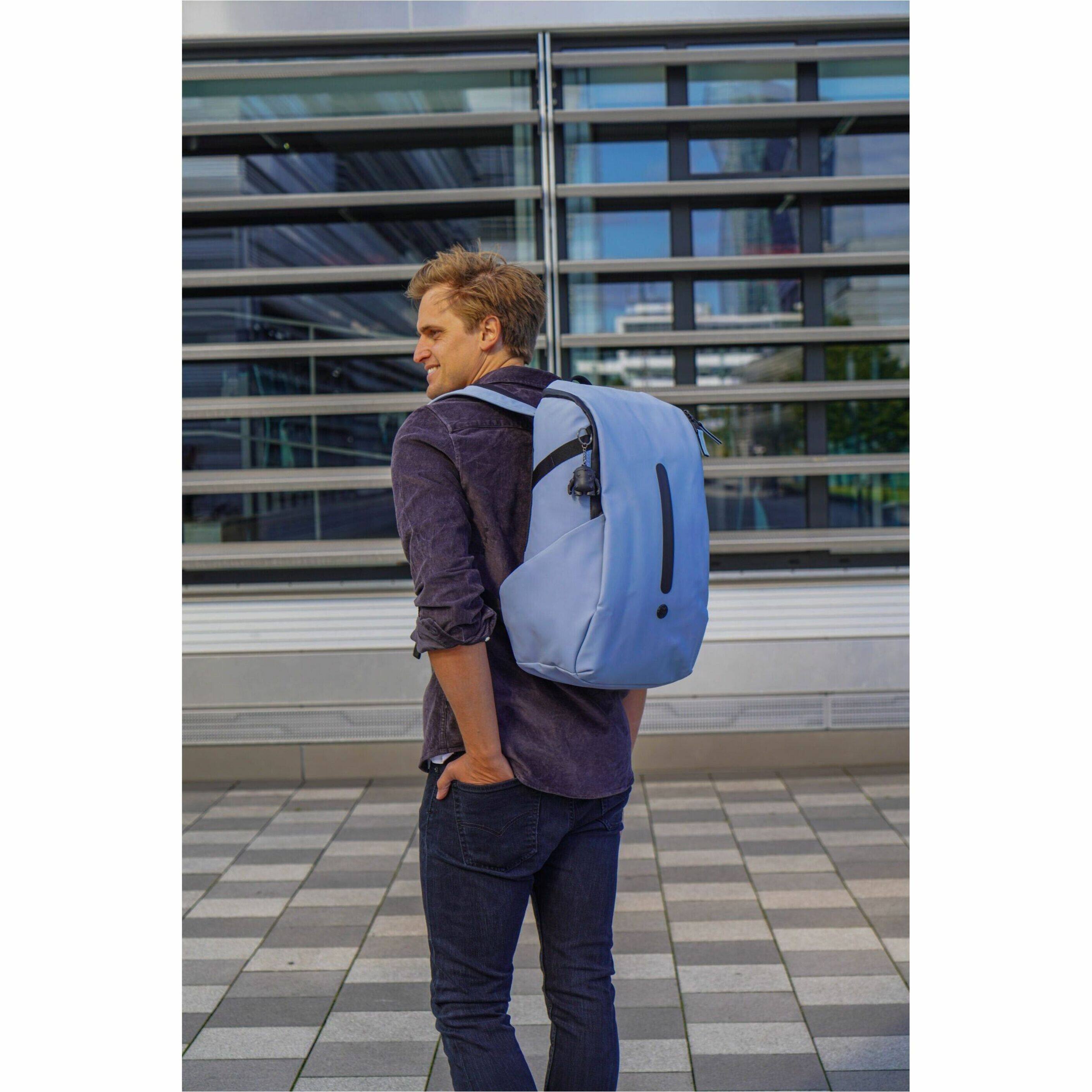 Alt View 40. Swissdigital Design - LAMONE L LED TSA-Friendly Water-Resistant Backpack With USB Charging Port  RFID Protection and Fits Up to 16″ Laptop - Light Blue.