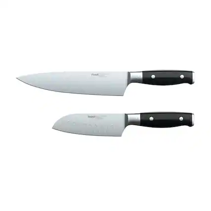 Angle. Ninja - Ninja Foodi NeverDull System Premium 2-Piece German Stainless Steel Chef & Santoku Knife Set - Black.