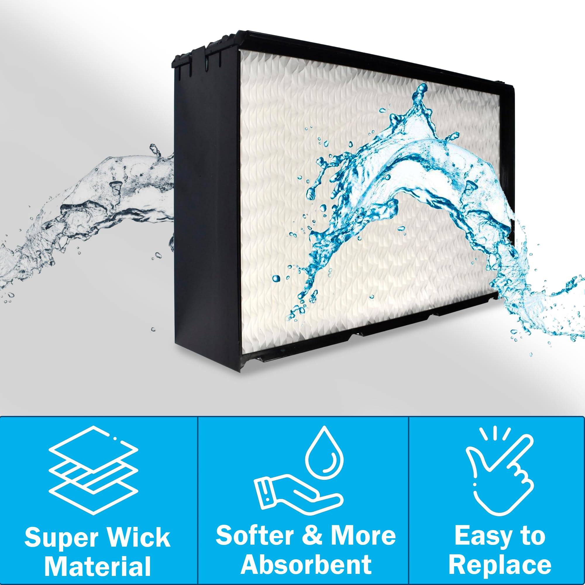 Super Wick Material  
Softer & More Absorbent  
Easy to Replace