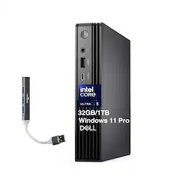 Dell - Upgraded - Pro Micro Mini Desktop (Ultra 5-235T, 32GB, 1TB SSD, Intel Graphics, WiFi 6E, Win 11 Pro) w/USB Hub - Black