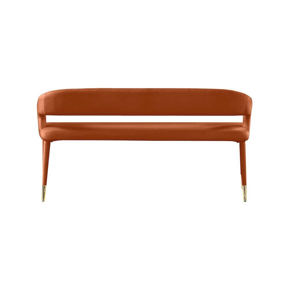 Angle. Meridian Furniture - Destiny Cognac Velvet Bench - Cognac Velvet.
