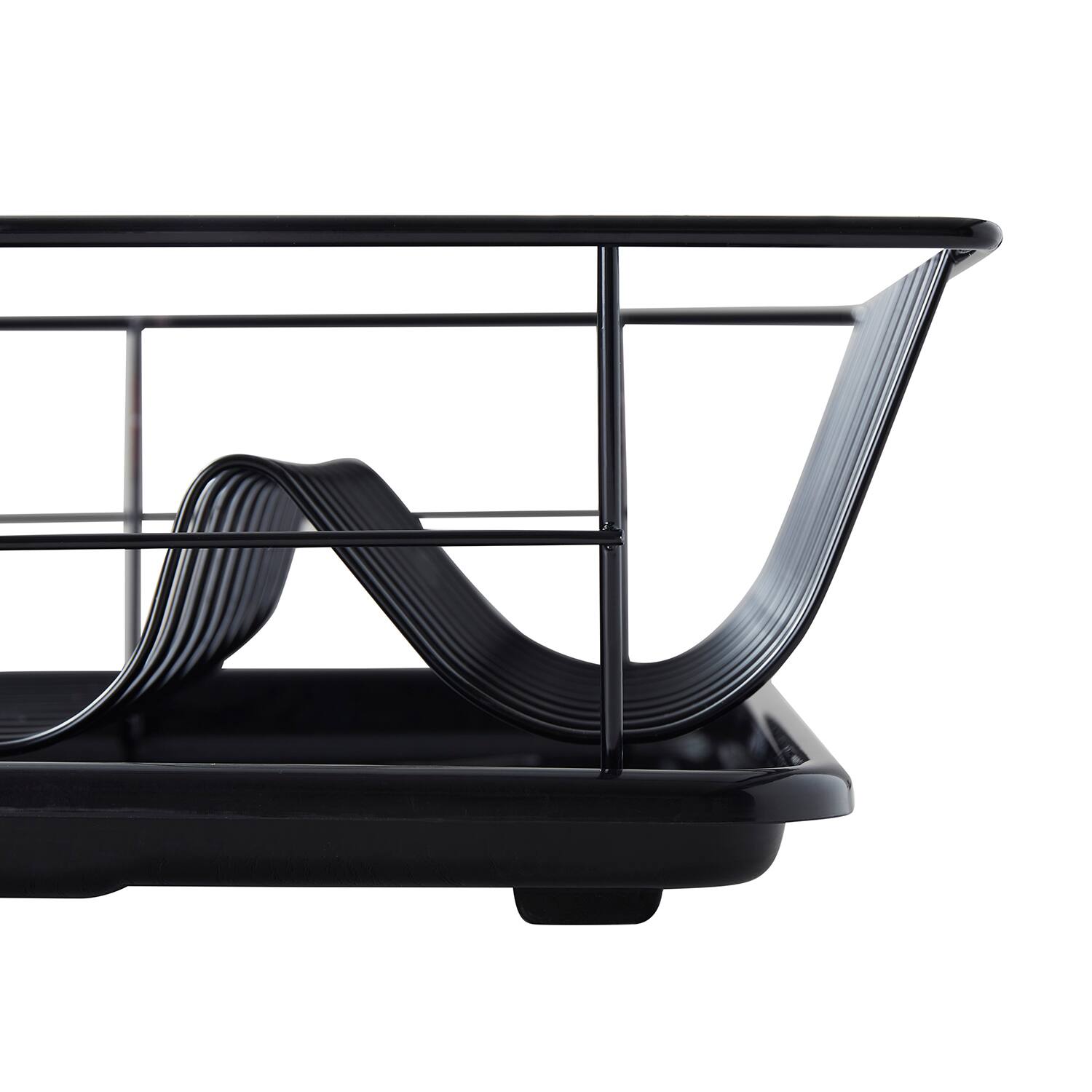 Alt View 1. Sweet Home Collection - Steel 3-Piece Large Countertop Dish Drainer with Drain Board & Utensil Holder - Black.