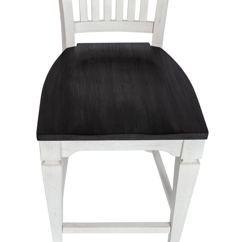 Front. Liberty Furniture Industries - Allyson Park Counter Height Slat Back Chair in Wirebrushed White w/ Charcoal Top - White.