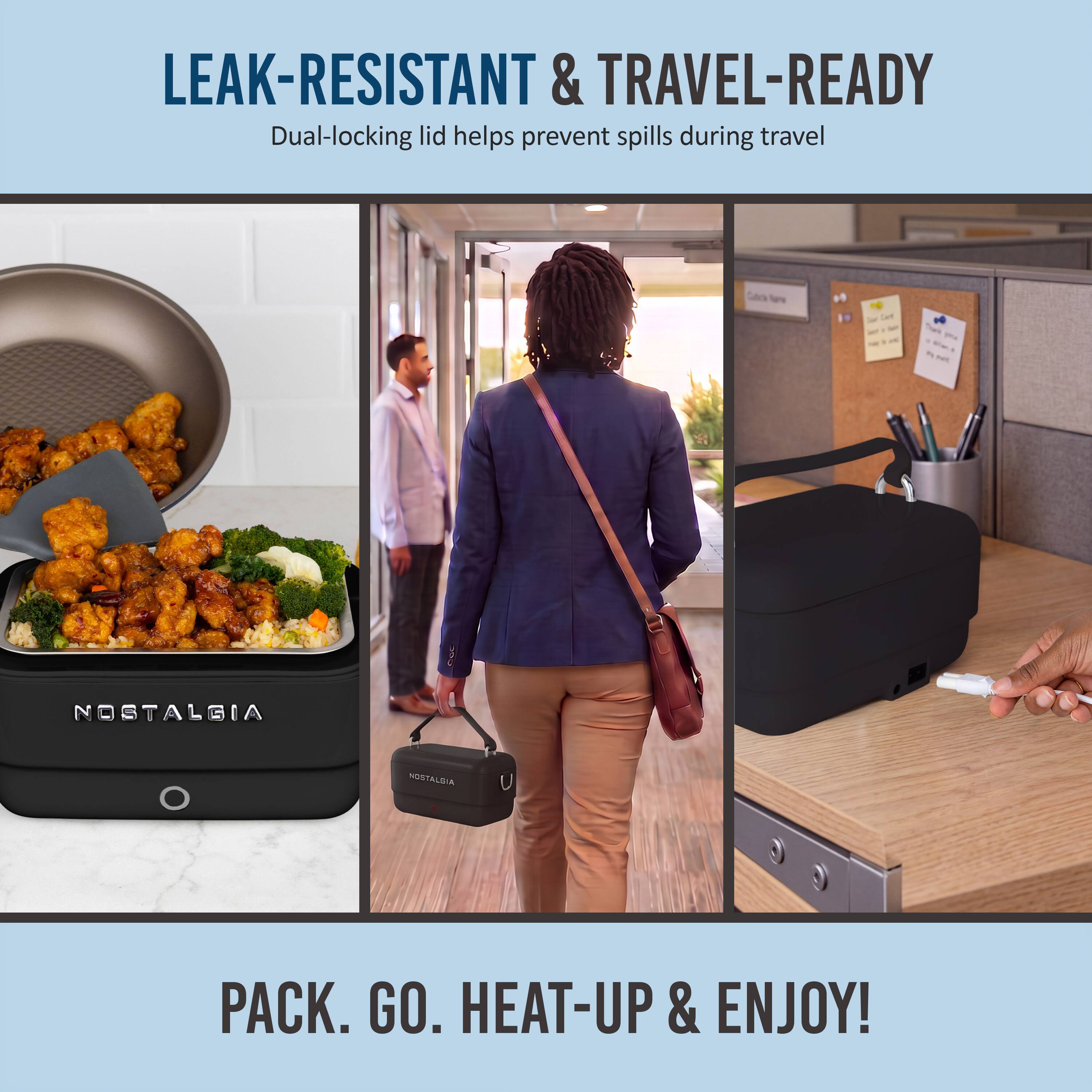 LEAK-RESISTANT & TRAVEL-READY  
Dual-locking lid helps prevent spills during travel  

NOSTALGIA  

PACK. GO. HEAT-UP & ENJOY!