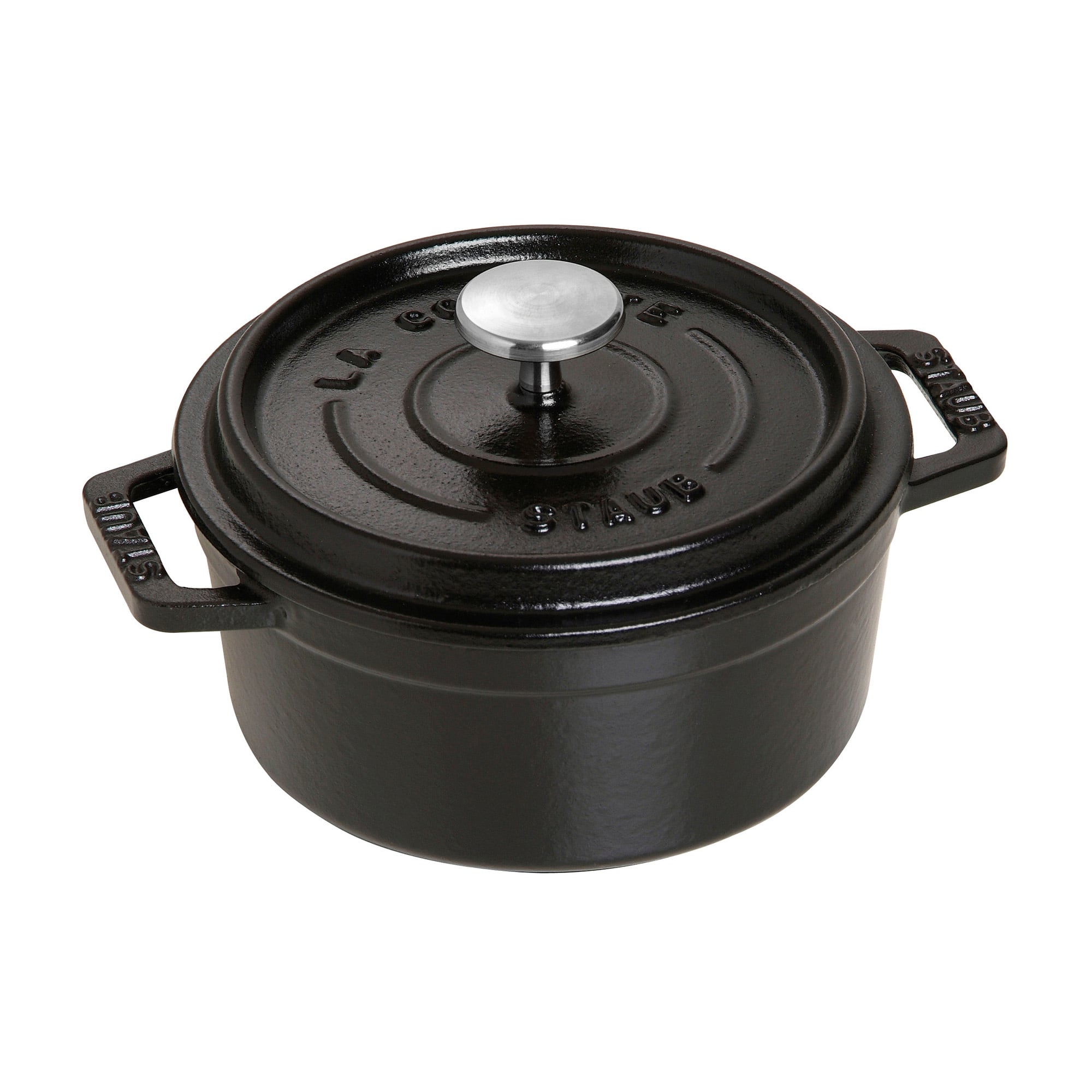 Front. Staub - Staub Cast Iron 0.5-qt Round Cocotte - Matte Black - Matte Black.