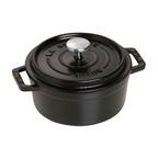 Front. Staub - Staub Cast Iron 0.5-qt Round Cocotte - Matte Black - Matte Black.