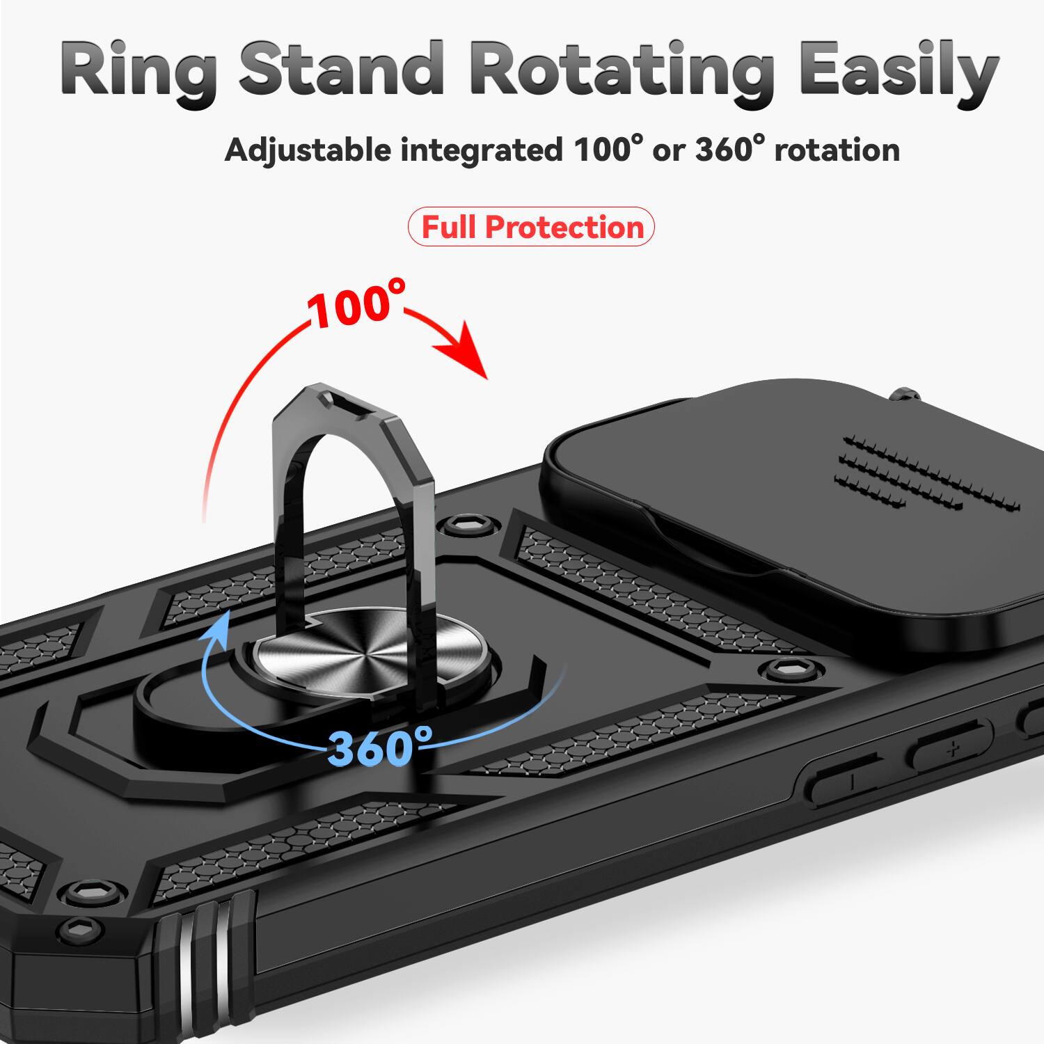 Dteck Rotatable Ring Kickstand Case for Apple iPhone 17 Pro Max, Heavy ...